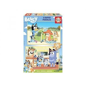 Educa Bluey : Lot de 2 puzzles en bois pour enfants de 50 pièces chacun. Dimensions : 28 x 20 cm. Composé de grandes pièces, parfaitement finies. Recommandé pour les enfants de 5 ans et plus