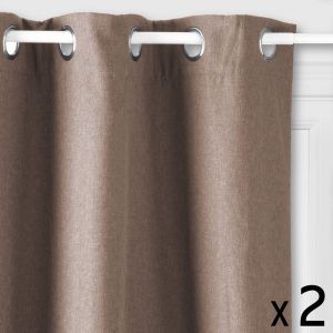 Atmosphera Lot de 2 Rideaux à œillets Isolant Beige Lin 140 x 260 cm