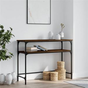 VidaXL Table Console, Table d'Appoint avec Pieds, Bout de Canapé avec Rangement, Meuble d'Entrée Salon, Industriel, Chêne Marron Bois d'Ingénierie