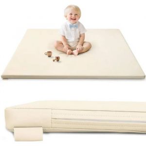 Jungledove Tapis De Jeu Bébé 121x121 Cm: Cuir Pu Imperméable, Confort Et Sécurité Pour Parc D'enfant (Jaune).