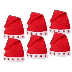 Bonnet de Père Noël lumineux LED - SOMULTI - Lot de 6 - Étoiles lumineuses - Tissu doux - Taille adulte