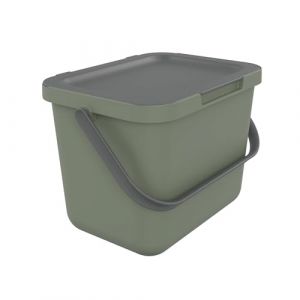 Sundis Loops, poubelle de tri sélectif d’intérieur 6L, rectangulaire, en plastique recyclé vert, avec couvercle et anse, idéale déchets organiques, pour cuisine, cantine, restaurant, salle de pause