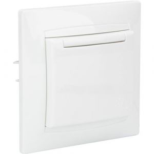 Zenitech Prise Schuko &agrave; clapet encastr&eacute;e - Blanc - Zyna