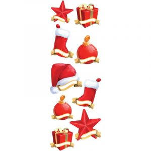 Plage Sticker électrostatique pour vitre, bonnet père noël à coller sur fenêtre pour décorer, 23 cm x 67 cm - Rouge