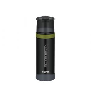 Thermos Mountain Beverage Bottle Bouteille Isotherme en Acier Inoxydable avec gobelet, 24 h Chaud/Froid 24 h, Bouteille d'extérieur légère, Robuste, Fermeture démontable, sans BPA