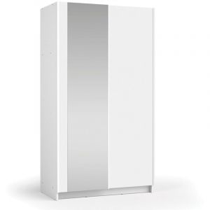 Meublorama - Armoire lysia 2 portes coulissantes avec miroir – 100 x 182 x 55 cm – Coloris blanc