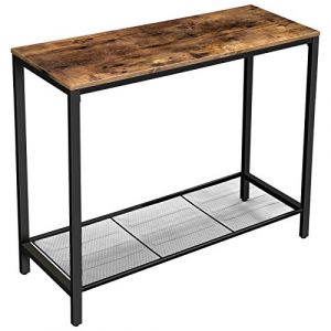 Image de Songmics VASAGLE Table Console, Table d’entrée, Bout de Canapé, Style Industriel, Étagère en Treillis, 100 x 35 x 80 cm, pour Couloir, Entrée, Salon, Marron Rustique et Noir LNT86X