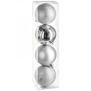 Lot de 4 Boules de Noël "Colorama" 8cm Argent Prix