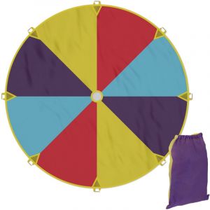 Relaxdays Jeu pour Enfants, diam&egrave;tre : 2 m, Parachute avec 8 poign&eacute;es, pour l'ext&eacute;rieur (Jardin, etc.), Multicolore