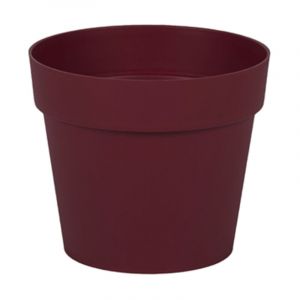 Eda Plastiques Pot de Fleur Rond Toscane Ø 20 cm - Volume 3 L - Ø 20 x H.17 cm - Rouge Bourgogne