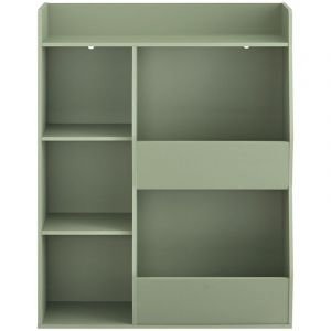 Sobuy Biblioth&egrave;que Enfant Rangement Jouet Enfant avec 5 Compartiments Meuble Rangement Jouet &Eacute;tag&egrave;re Biblioth&egrave;que Porte-revues Vert 80x34x104cm