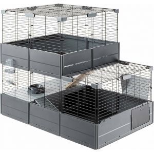 Ferplast Cage à lapins Multipla Double 107,5x72x96,5 cm Noir