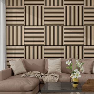 Neu.holz - Lot de 4 panneaux acoustiques Vang 1,44 m² effet noyer, clair