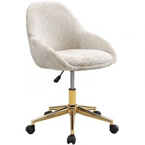 Chaise de bureau - Tissu - Beige et doré - Hauteur réglable - NAODY