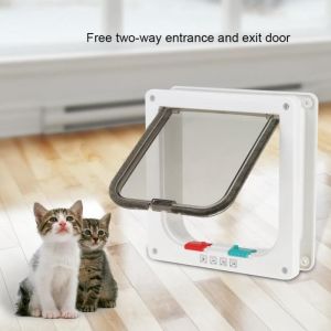 Chatière à Puce Électronique pour Chat Micropucé, Entrée Sélective, Facile à Installer, verrouillage manuel Blanc MILLIONTEK