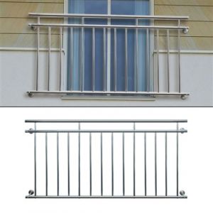 Ecd Germany Garde corps balcon &agrave; la fran&ccedil;aise balustrade 225 x 90 cm en acier inoxydable