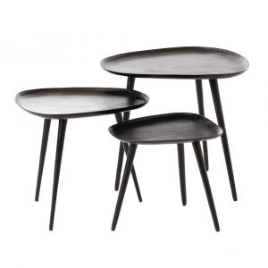 Amadeus Set de 3 bouts de canapé Talia noir - Noir - Métal