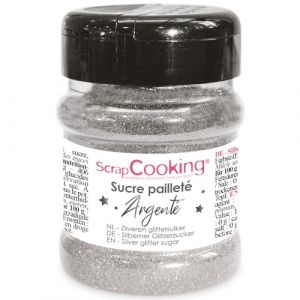 Scrapcooking Sucre Pailleté Argent 160 g - Paillettes Sucrées Argentées - Poudre Alimentaire Comestible - Décoration Brillante pour Pâtisserie Bûche Cupcakes - 4804