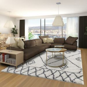 Unamourdetapis Tapis style Berb&egrave;re 240x320 cm Rectangulaire SG EXTRA EXTRA DOUX 2 Cr&egrave;me Grand salon adapt&eacute; au chauffage par le sol