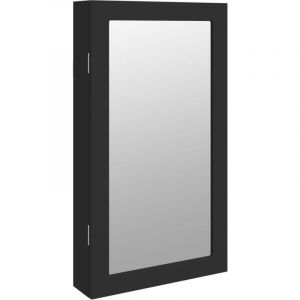 VidaXL Armoire à bijoux avec miroir et éclairage led mural noir