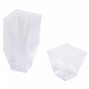 Lot de 25 verrines carr&eacute;es en plastique "mini ap&eacute;ritif" 6cl argent