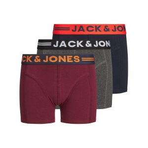Jack & Jones Lich Field 3 Pack 128 cm Dark Grey Melange / Burgundy / Navy Blazer - Dark Grey Melange / Burgundy / Navy Blazer - 128 cm