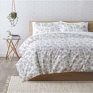 Image de Parure de lit coton - TREE LIFE - Blanc/Gris