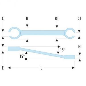 Facom 42.5/16x3/8 - Clés à tuyauter inclinées à 15° en pouces