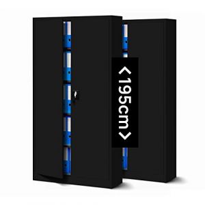 Jan Nowak Set de 2 Armoire de Bureau m&eacute;tallique 4 &eacute;tag&egrave;res t&ocirc;le d'acier rev&ecirc;tement en Poudre 195 cm x 90 cm x 40 cm (Noir)