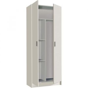 Pegane Armoire de rangement coloris blanc - Hauteur 180 x longueur 73 x Profondeur 37 cm