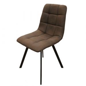 Chaise en simili marron pieds m&eacute;tal noir - Marron - Kreadiff