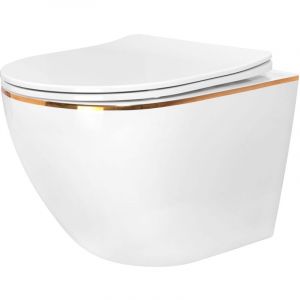 Réa Cuvette wc suspendue carlo white mini flat gold edge