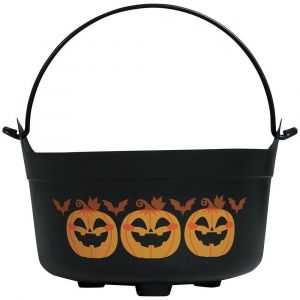 Chaudron plastique citrouille 24x23x15cm noir - générique 26493