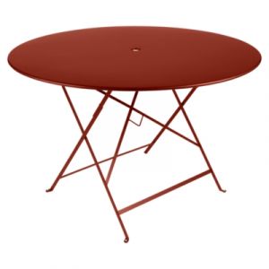 Fermob Table pliante Bistro / Ø 117 cm - Trou parasol ocre rouge en métal