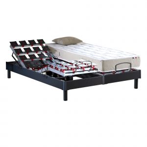 Sommier électrique à plots et matelas 100% latex 2x90x200