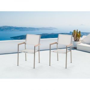 Image de Beliani Lot de 2 chaises blanches en acier GROSSETO