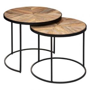 Image de Lot de 2 Tables à Café en Bois "Basile" 56cm Marron Prix