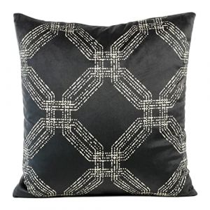 Eurofirany Housse de Coussin élégante en Velours avec imprimé 45 x 45 cm - Housse de Coussin en Velours Doux - Motif Hexagonal - Gris Graphite