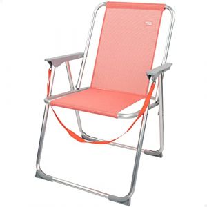 AKTIVE 62626 - Chaise Pliante de Plage, chaises Dossier Fixe, 44 x 45 x 76 cm, Couleur Corail, avec poignée de Transport, butées Anti-basculement, légères et résistantes