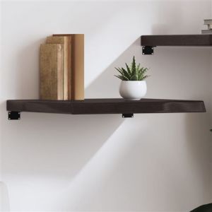 VidaXL Étagère Murale, Dessus de Table avec Bord Vivant, Tablette Suspendue Flottante, Rustique, Marron Foncé Bois Chêne Massif Traité