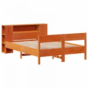VidaXL Lit bibliothèque sans matelas cire marron 120x190cm pin massif
