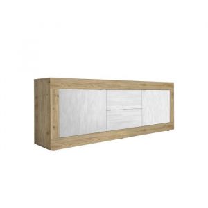 Buffet 4 portes, collection SKY, blanc laqué, idéal pour cuisine/salle à manger design