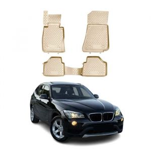 Omac 3D Tapis de sol pour BMW X1 E84 2009-2015 caoutchouc TPE Beige