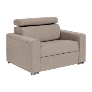 Vente-unique - Fauteuil convertible express en tissu beige - Couchage 70 cm - Matelas 14 cm - vizir