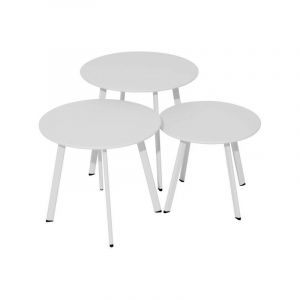 Proloisirs Table Basse de Jardin Massaï en Acier époxy Blanc - ø 40 cm