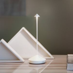Pina Lampe de Table, Lampe Portable Rechareable, IP54, Blanc, 29 cm - Wit - Zafferano