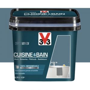 V33 Peinture 100% imperméable Cuisine & bain DécoLAB Bleu Profond 0,75 l