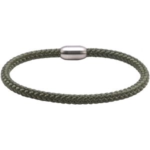 Bracelet Corde Tressé Kaki Et Acier