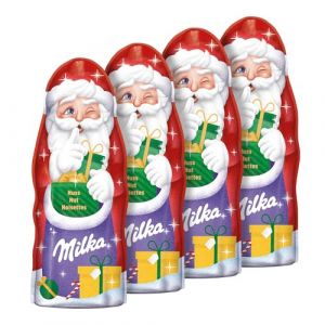 Milka Chocolat Noel Père Noël Lait noisette 95g - Lot de 4