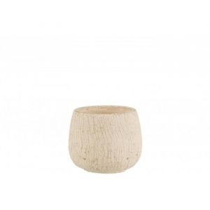 J-Line Cache-pot irrégulier en céramique beige 14x14x12 cm